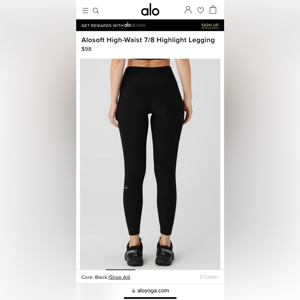 ALOSOFT HIGH-WAIST 7/8 HIGHLIGHT LEGGING size XS